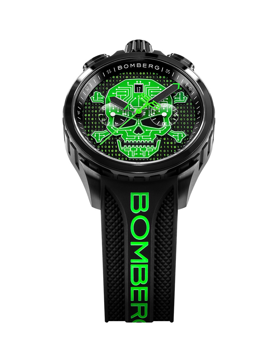 Reloj Bomberg Bolt-68 Heritage Cyber Skull Green para hombre BS4572.1