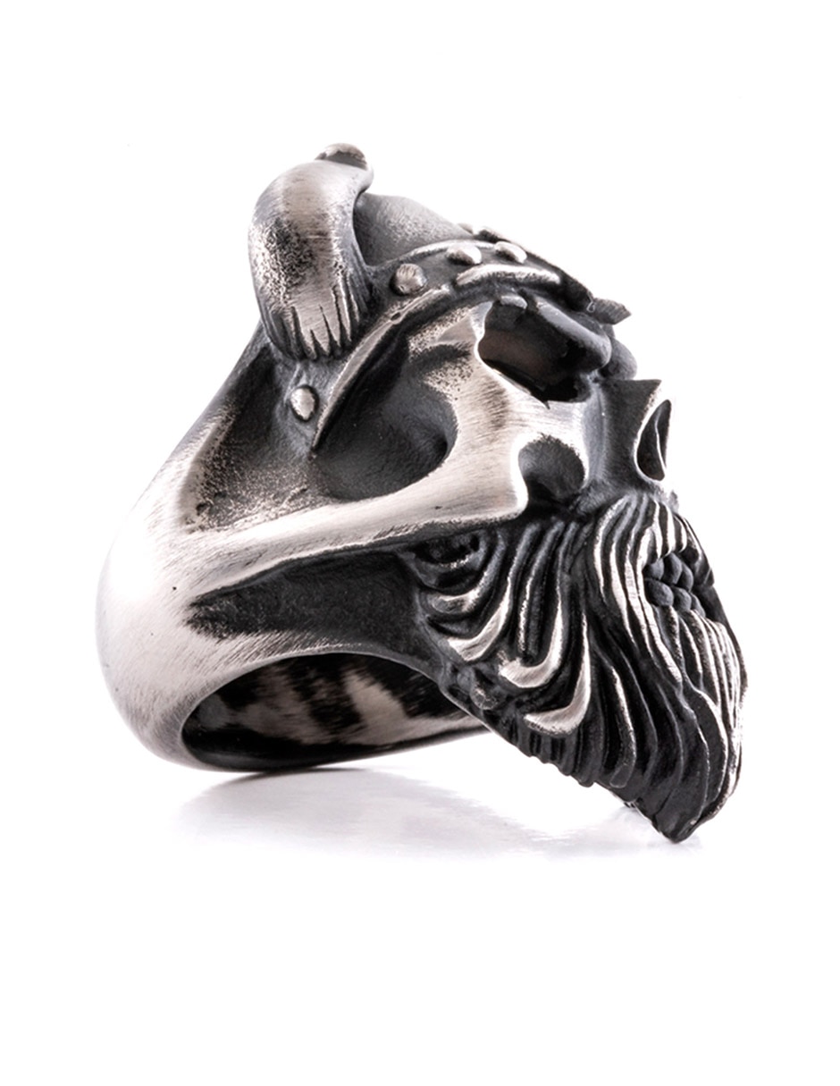 Anillo de calavera Bomberg Viking Skulls circonita mate