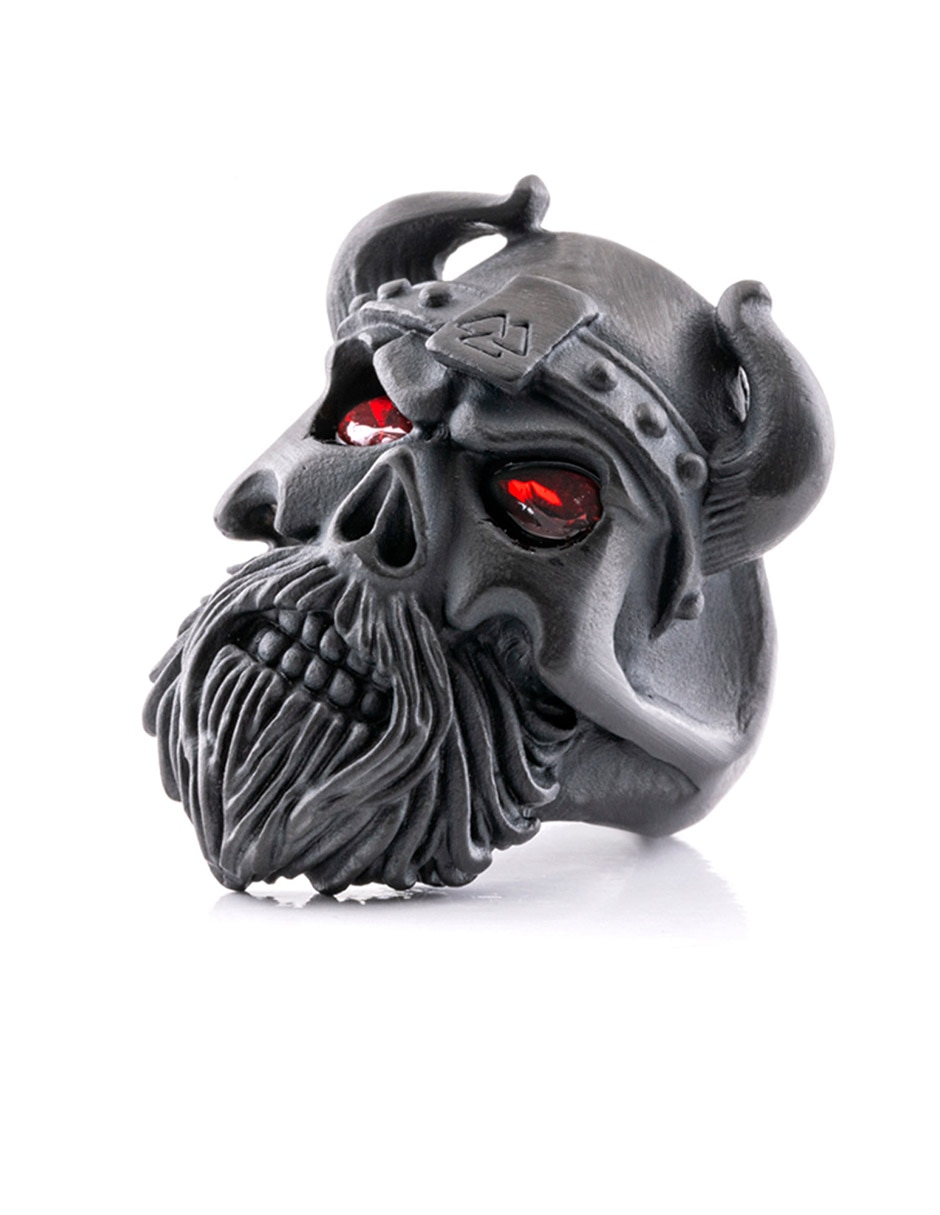Anillo de calavera Viking Skulls circonita mate 3