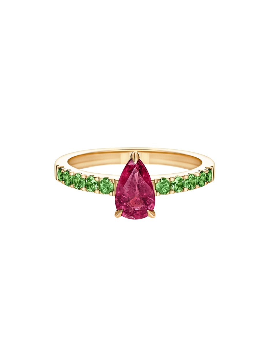 Anillo circular 14 k de oro amarillo turmalina