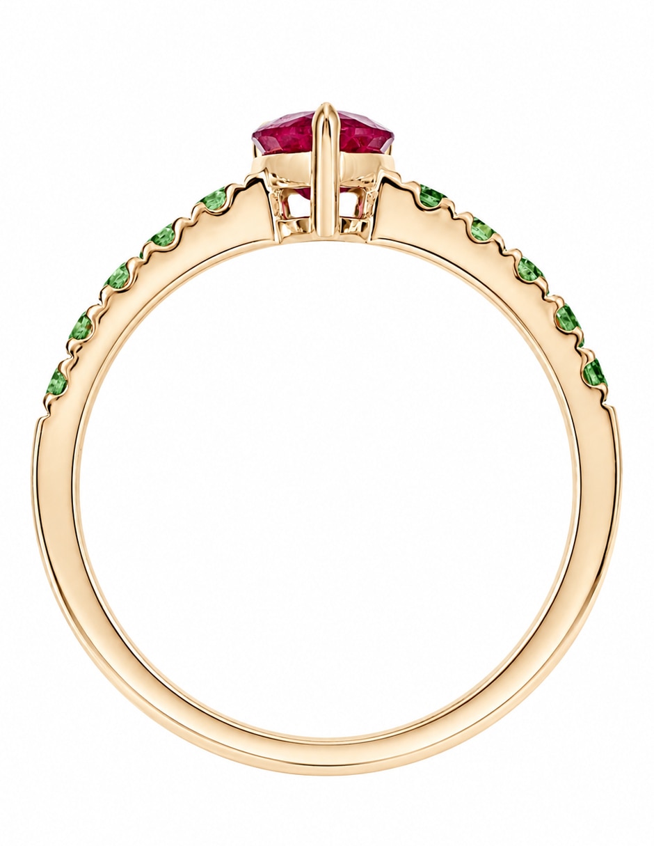 Anillo circular 14 k de oro amarillo turmalina 5