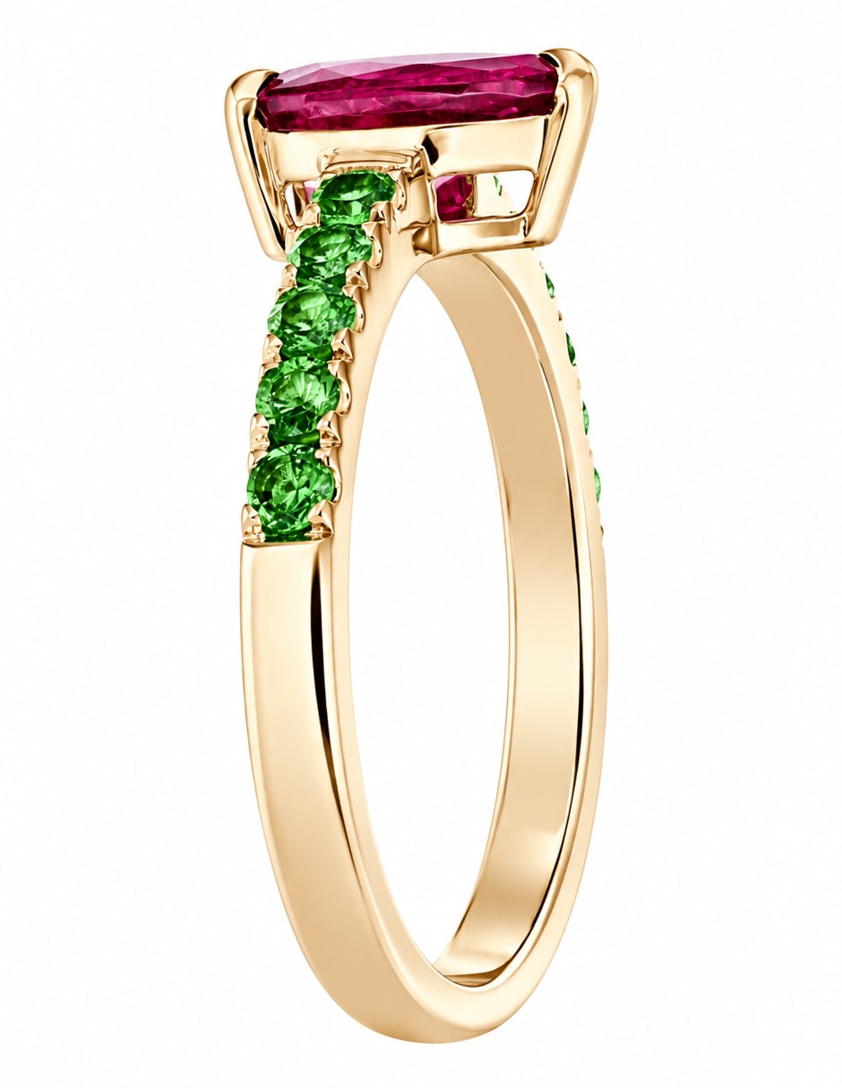 Anillo circular 14 k de oro amarillo turmalina